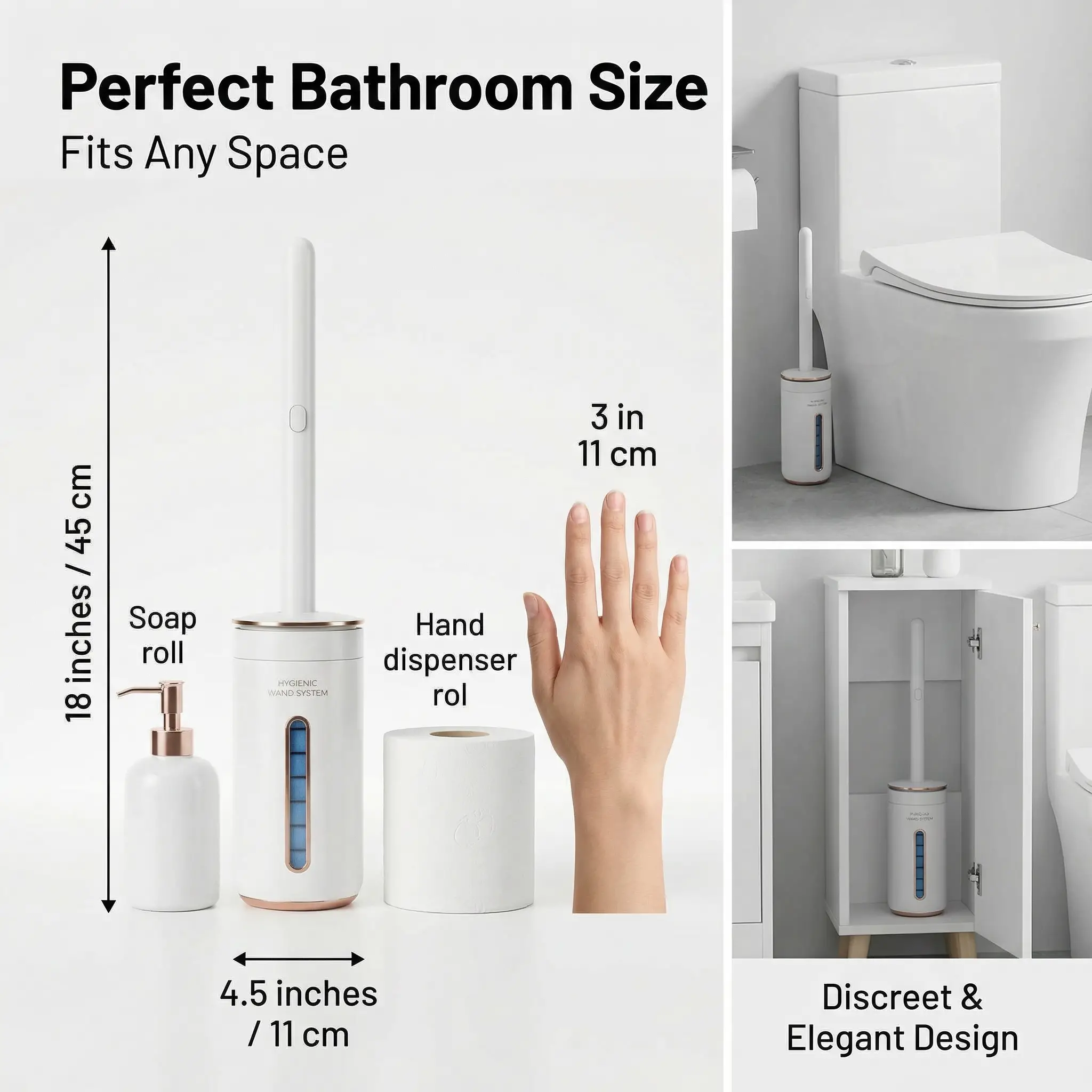 PureClick Auto-Open Hygienic Toilet Wand System (Wall-Mounted) 11 PureClick Scale Reference