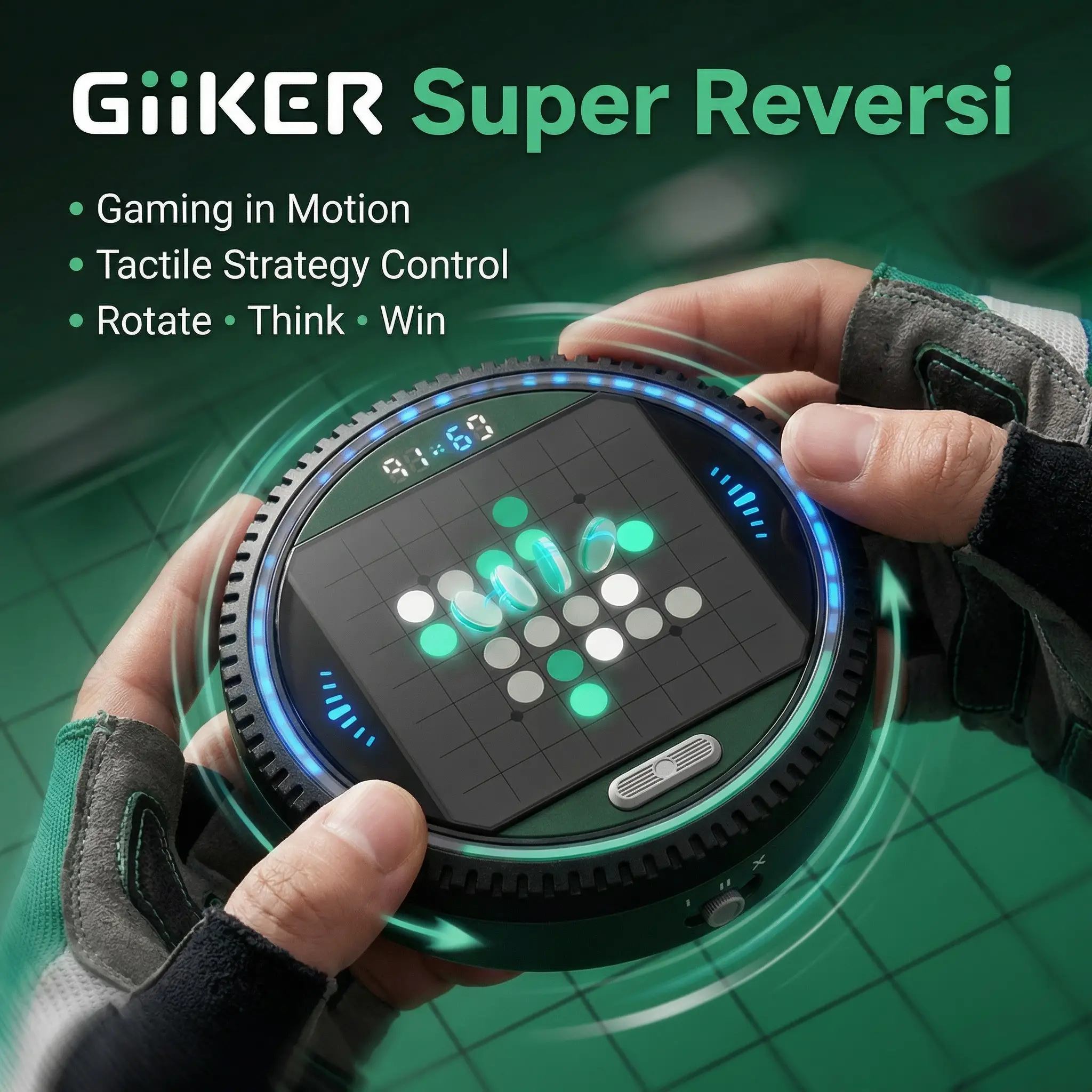GiiKER Super Reversi: Handheld Electronic Strategy Game with Smart AI & Tactile Dial 18 Hands-On GiiKER Super Reversi Tactile Dial Control