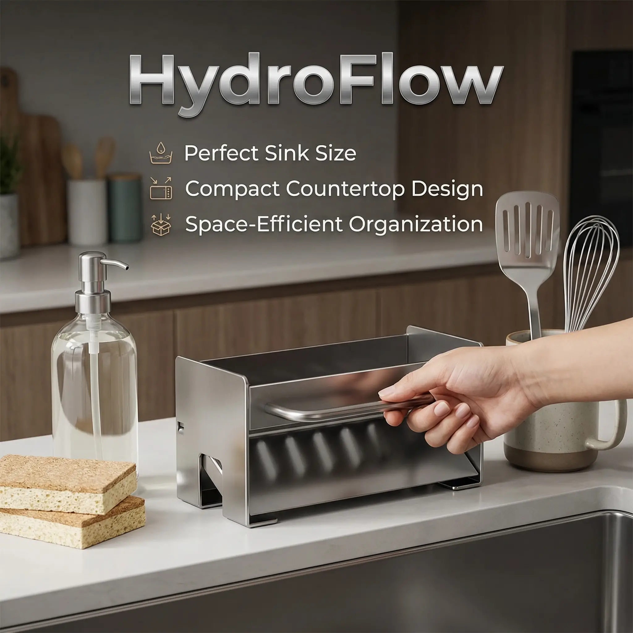 HydroFlow Self-Draining Kitchen Sink Caddy & Countertop Organizer 15 HydroFlow Self Draining Kitchen Sink Caddy00006