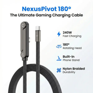 NexusPivot 180°: The Ultimate 2-in-1 Gaming Charging Cable & Phone Stand