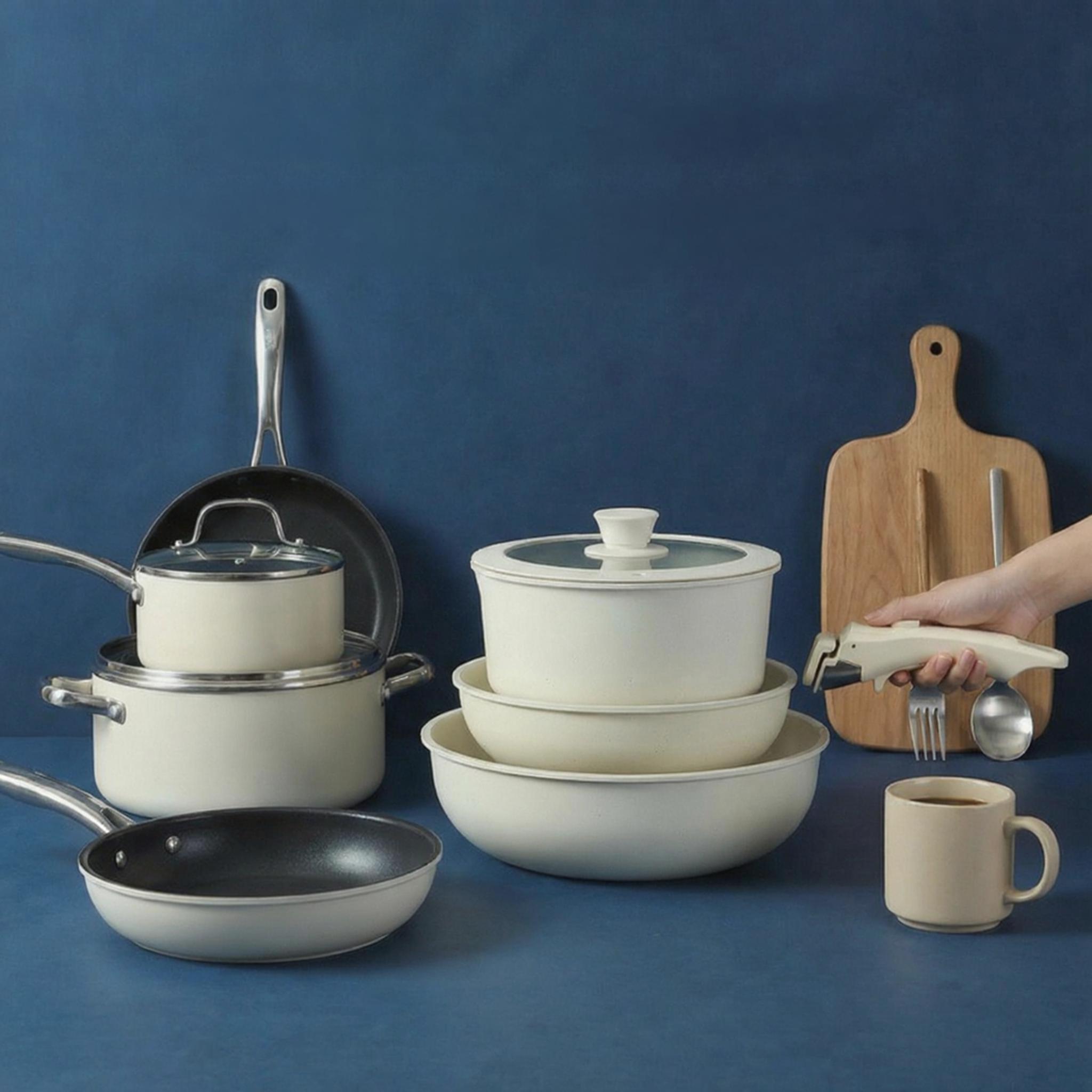 StackMaster 5-Piece Non-Stick Cookware Set with Detachable Handle