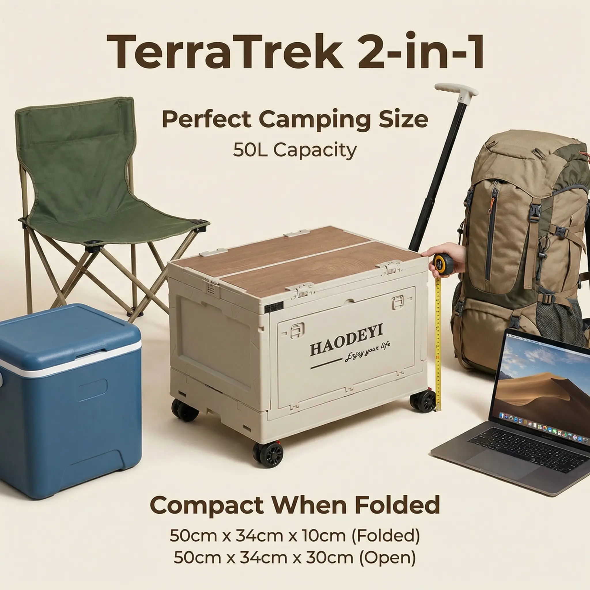 The TerraTrek 2-in-1 Mobile Camping Station & Folding Storage Box 17 details