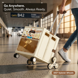 RoamPet Folding Trolley Pet Carrier – Large Capacity Rolling Cat & Dog Travel Bag with Wheels 2 RoamPet rolling pet carrier - product in use lifestyle shot