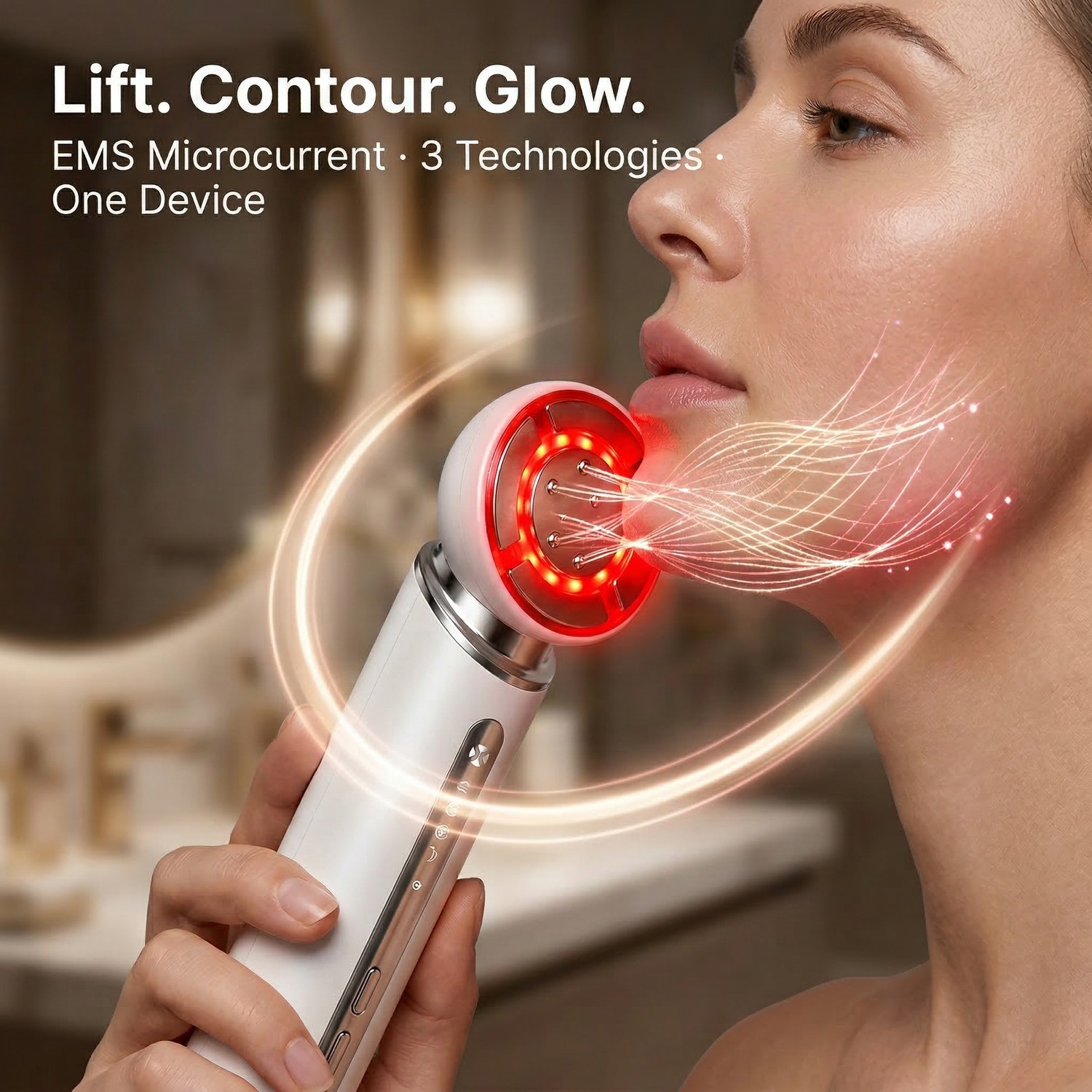 GlowLift Pro EMS Facial Beauty Device – Ultrasonic Ion Lifting, Anti-Aging Skin Tightening