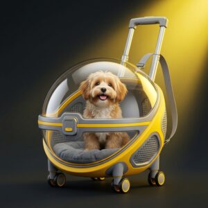 SpacePod Pro rolling pet carrier transparent capsule - front view white background