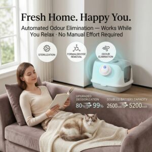 FreshSense Smart Litter Box Deodorizer – Infrared Motion Sensor, Air Purifier, USB Rechargeable 5 FreshSense odour eliminator compatible litter box sizes