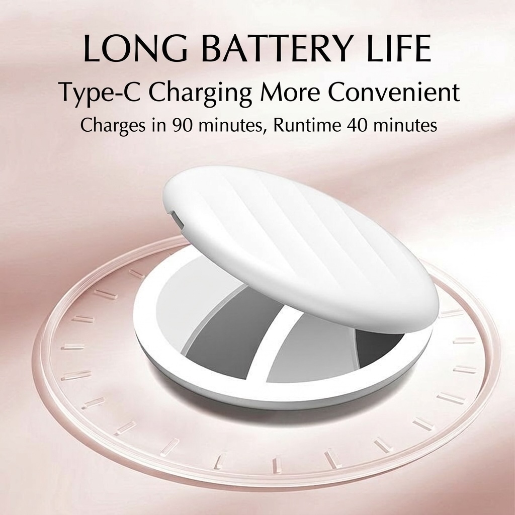 GlowCompact Rechargeable LED Makeup Mirror - 5x magnification travel