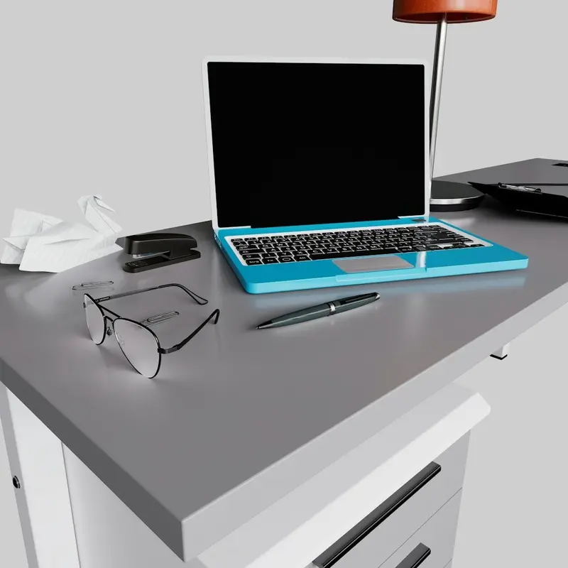 Minimal modern desk setup with tech gadgets