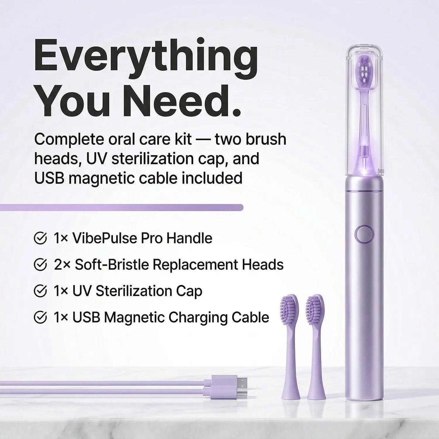 VibePulse Pro Sonic Electric Toothbrush – UV Sterilization, Dual-Mode Sonic Vibration & Plaque Removal, 2 Brush Heads 1 A002 hero banner