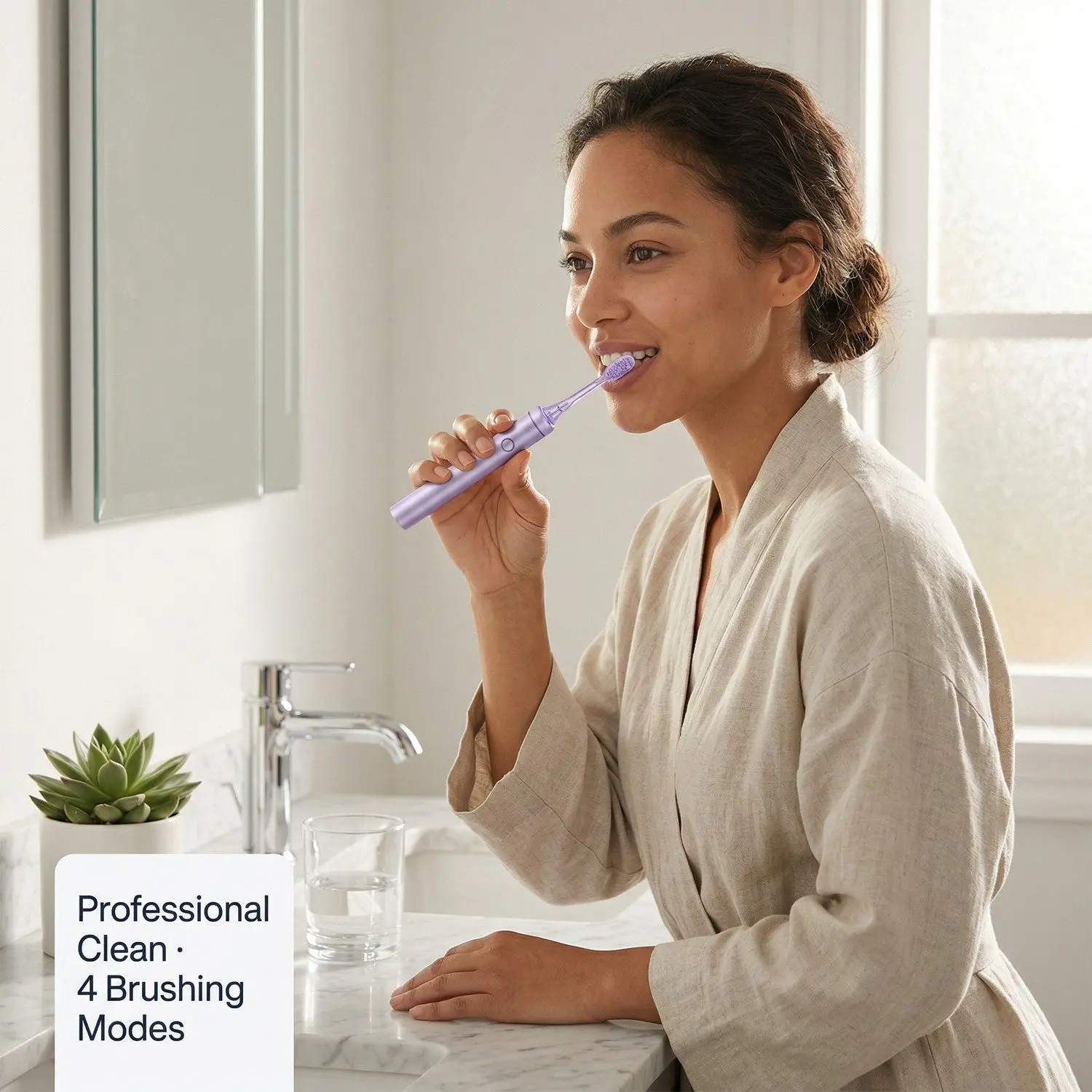 VibePulse Pro Sonic Electric Toothbrush – UV Sterilization, Dual-Mode Sonic Vibration & Plaque Removal, 2 Brush Heads 7 A002 split left
