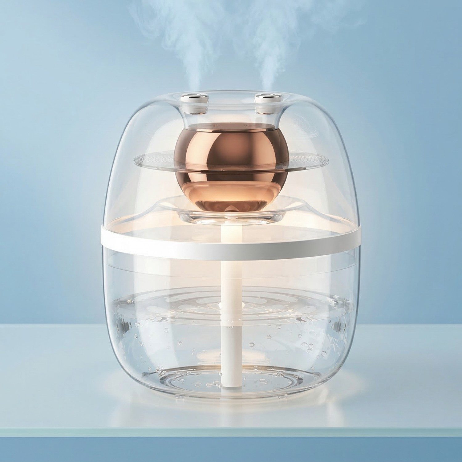 AquaMist 3L USB Dual-Nozzle Humidifier - 360° misting bedroom