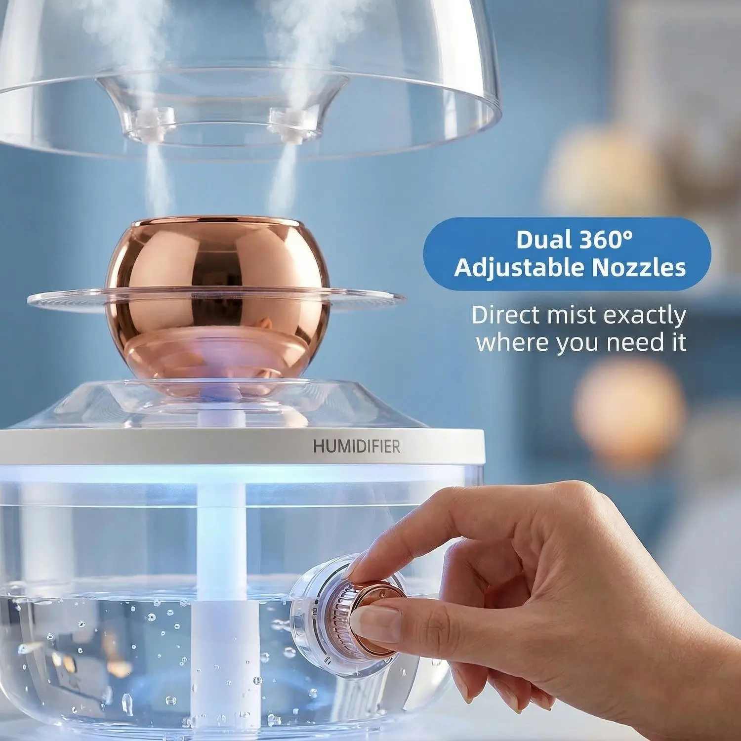 AquaMist 3L USB Dual-Nozzle Humidifier – Large Capacity, Ultra-Quiet, Bedroom & Desktop Air Moisturizer 13 A006 split left