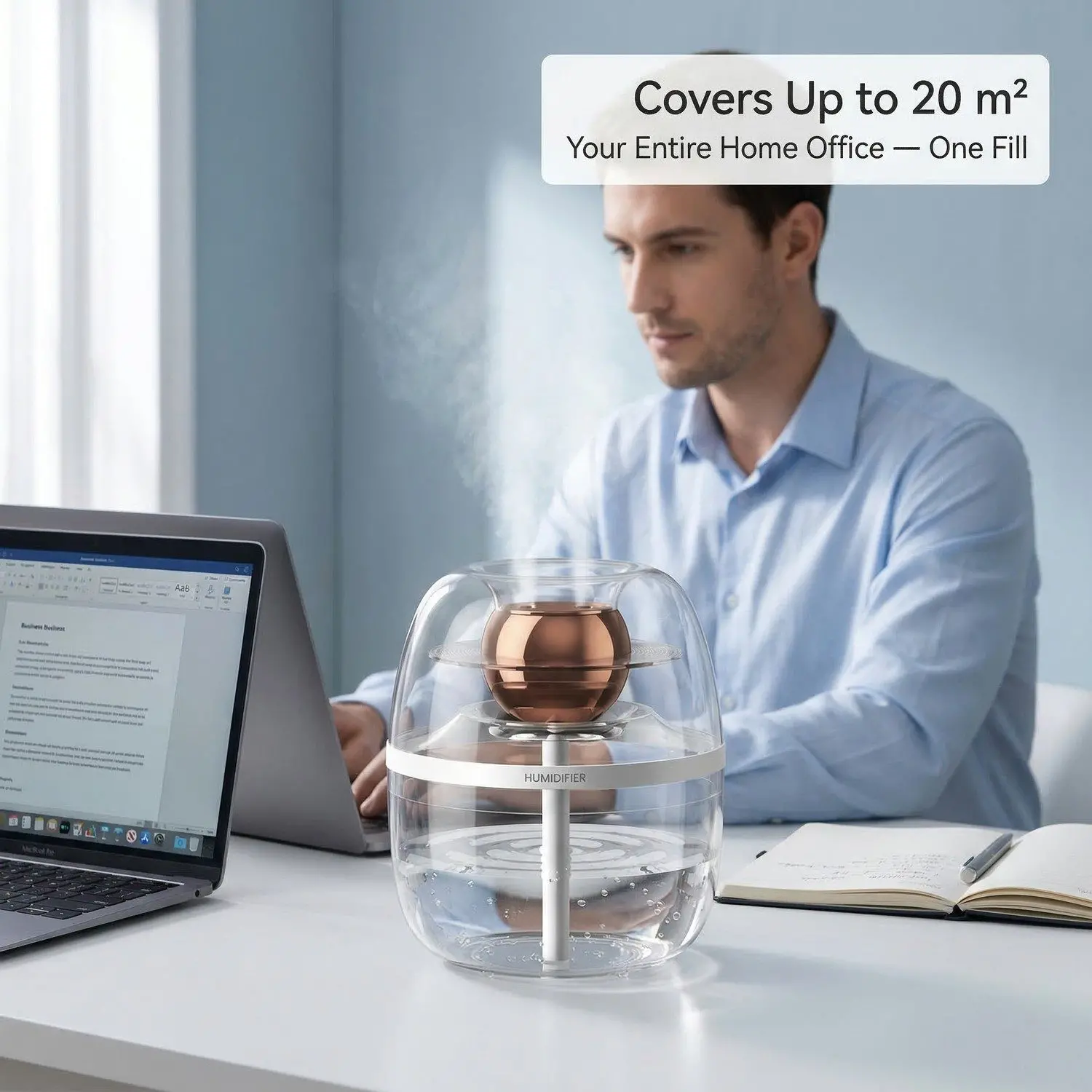 AquaMist 3L USB Dual-Nozzle Humidifier – Large Capacity, Ultra-Quiet, Bedroom & Desktop Air Moisturizer 14 A006 split right