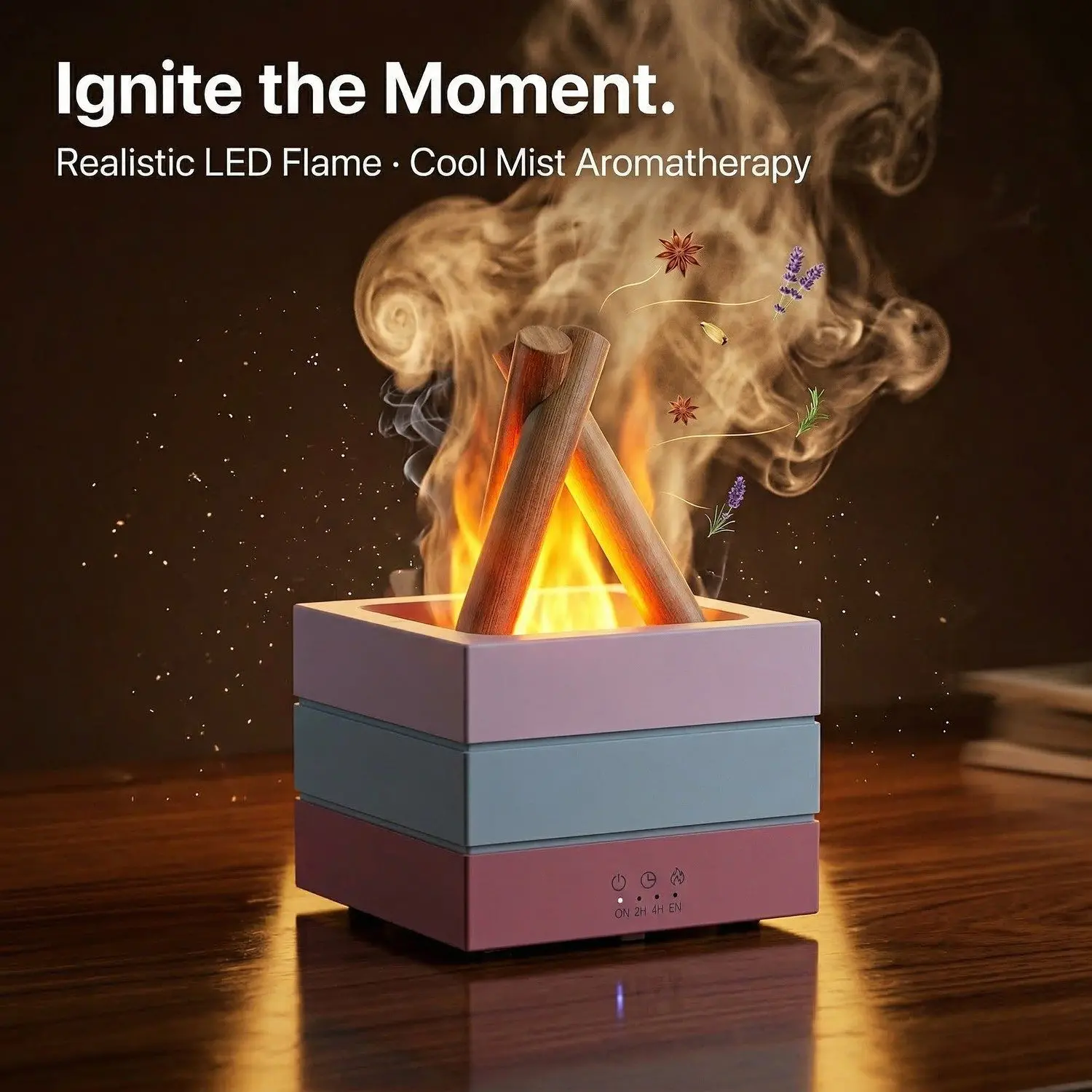 EmberGlow Flame Aroma Diffuser – Realistic LED Campfire Effect, Ultrasonic Mist, USB Essential Oil Diffuser 16 A007 act 1