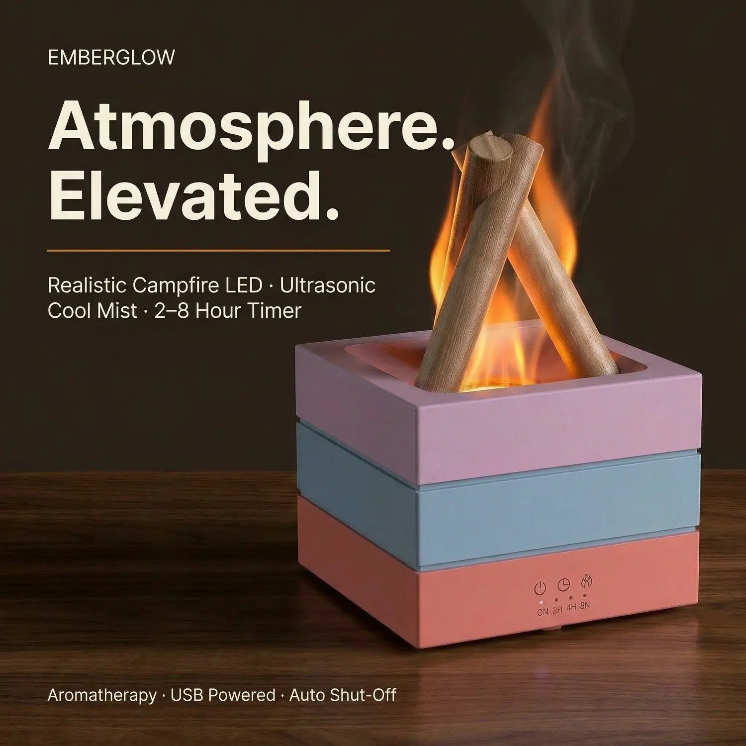 EmberGlow Flame Aroma Diffuser – Realistic LED Campfire Effect, Ultrasonic Mist, USB Essential Oil Diffuser 12 A007 full width