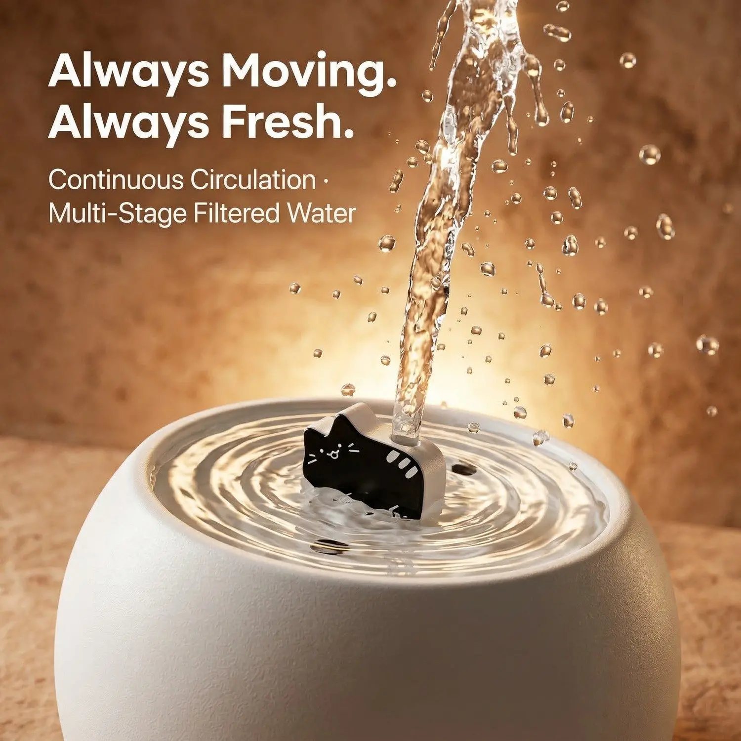 AquaPaw Ceramic Auto Cat Water Fountain – Electric Circulating Filter, Silent Pump, 1L & 1.5L 10 A009 act 1