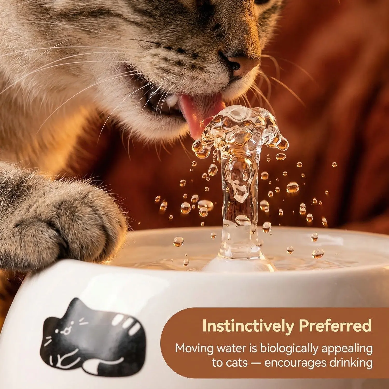 AquaPaw Ceramic Auto Cat Water Fountain – Electric Circulating Filter, Silent Pump, 1L & 1.5L 7 A009 split left