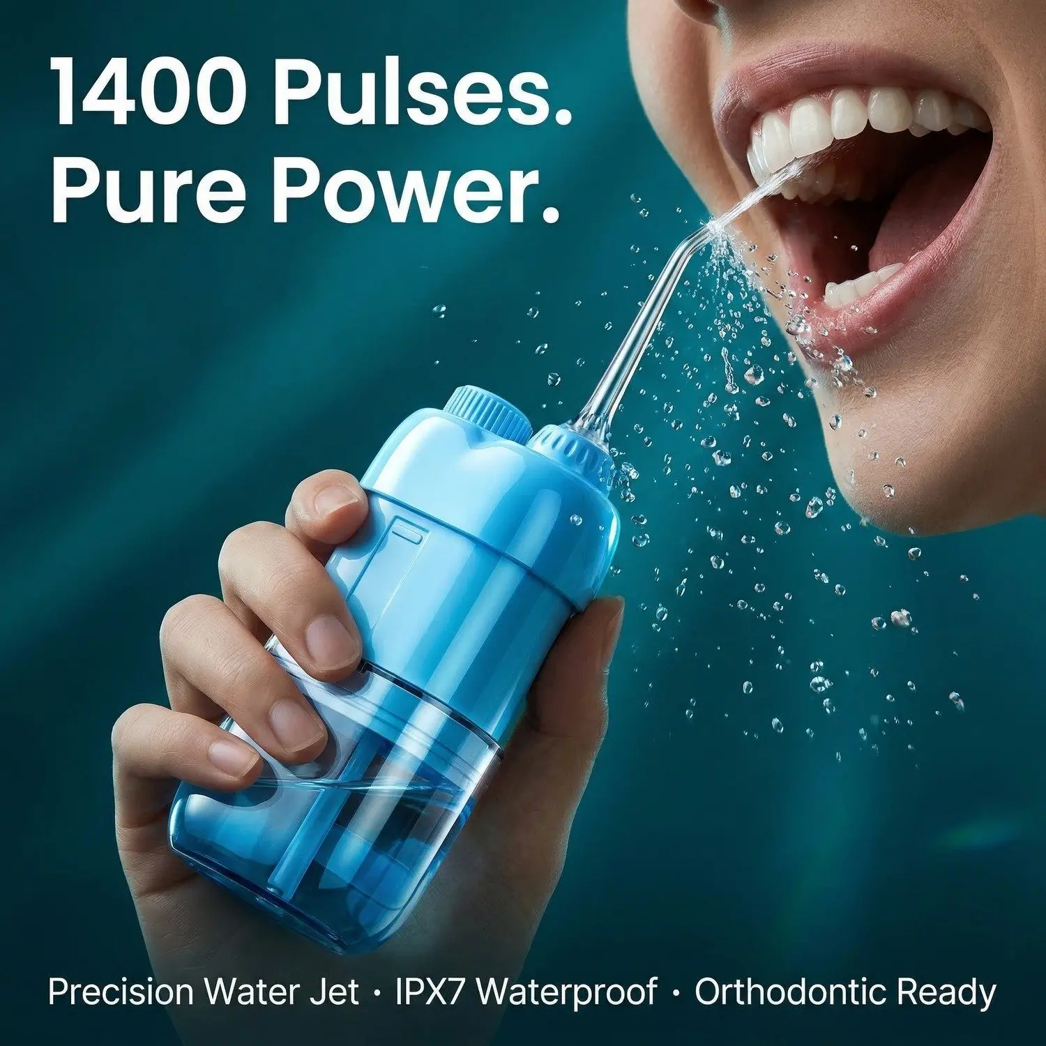 AquaFloss Pro Portable Water Flosser – Orthodontic, IPX7 Waterproof, Rechargeable Oral Irrigator 10 A011 act 1