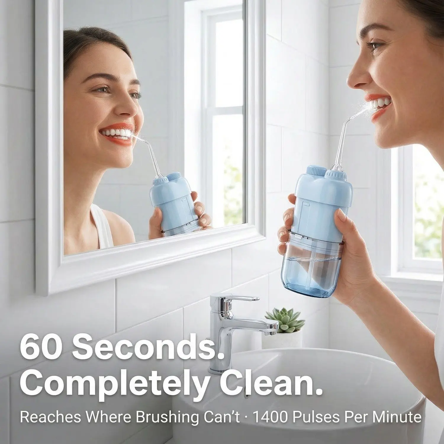 AquaFloss Pro Portable Water Flosser – Orthodontic, IPX7 Waterproof, Rechargeable Oral Irrigator 1 A011 hero banner