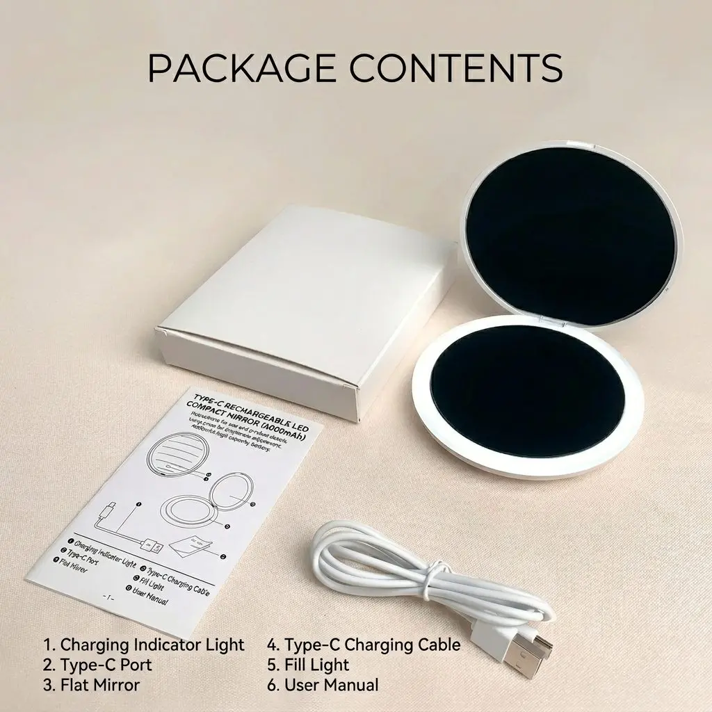 GlowCompact Rechargeable LED Makeup Mirror – Foldable, 5x Magnification, Travel Vanity Mirror 10 A014 act 2