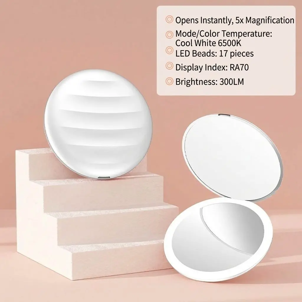 GlowCompact Rechargeable LED Makeup Mirror – Foldable, 5x Magnification, Travel Vanity Mirror 1 A014 hero banner
