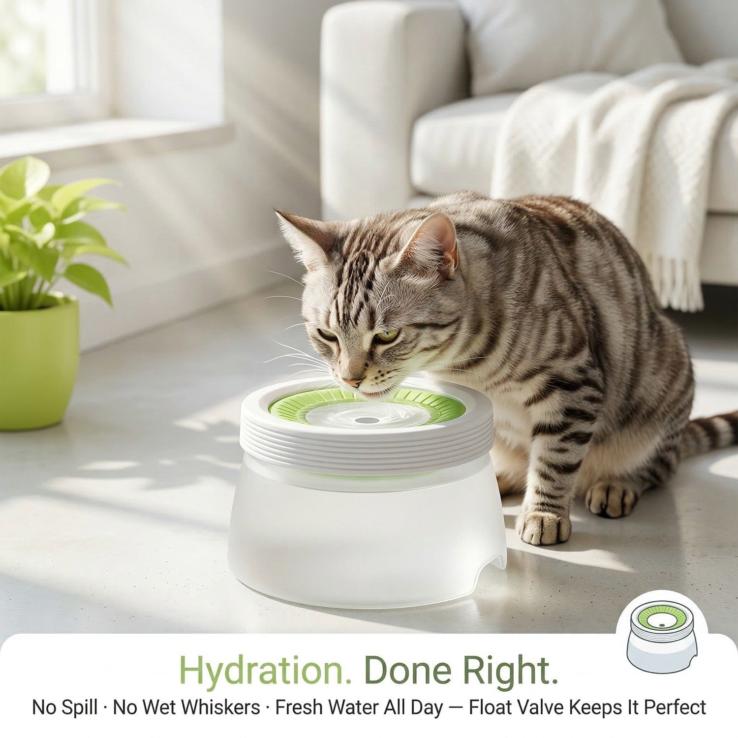 FloatBowl No-Spill Pet Water Dispenser - splash-resistant floating bowl large capacity