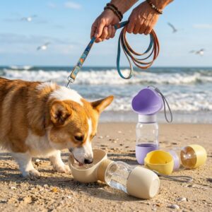 HydroWalk 2-in-1 Pet Water Bottle Food Dispenser - 350ml water 200g food travel