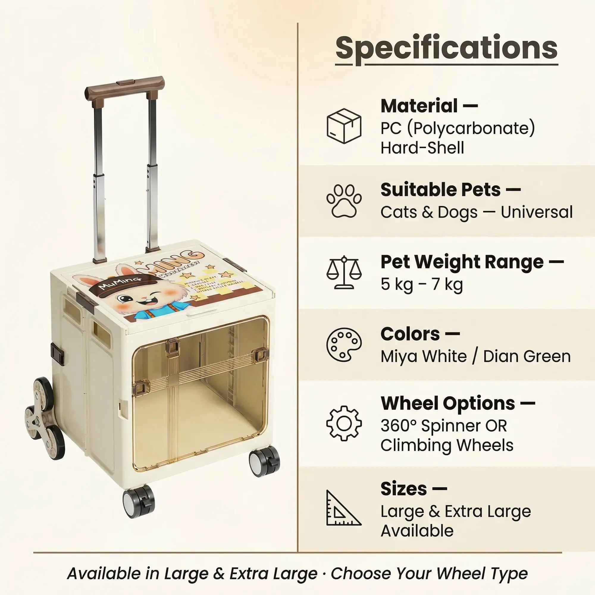 RoamPet Folding Trolley Pet Carrier – Large Capacity Rolling Cat & Dog Travel Bag with Wheels 4 A018 FEA 3