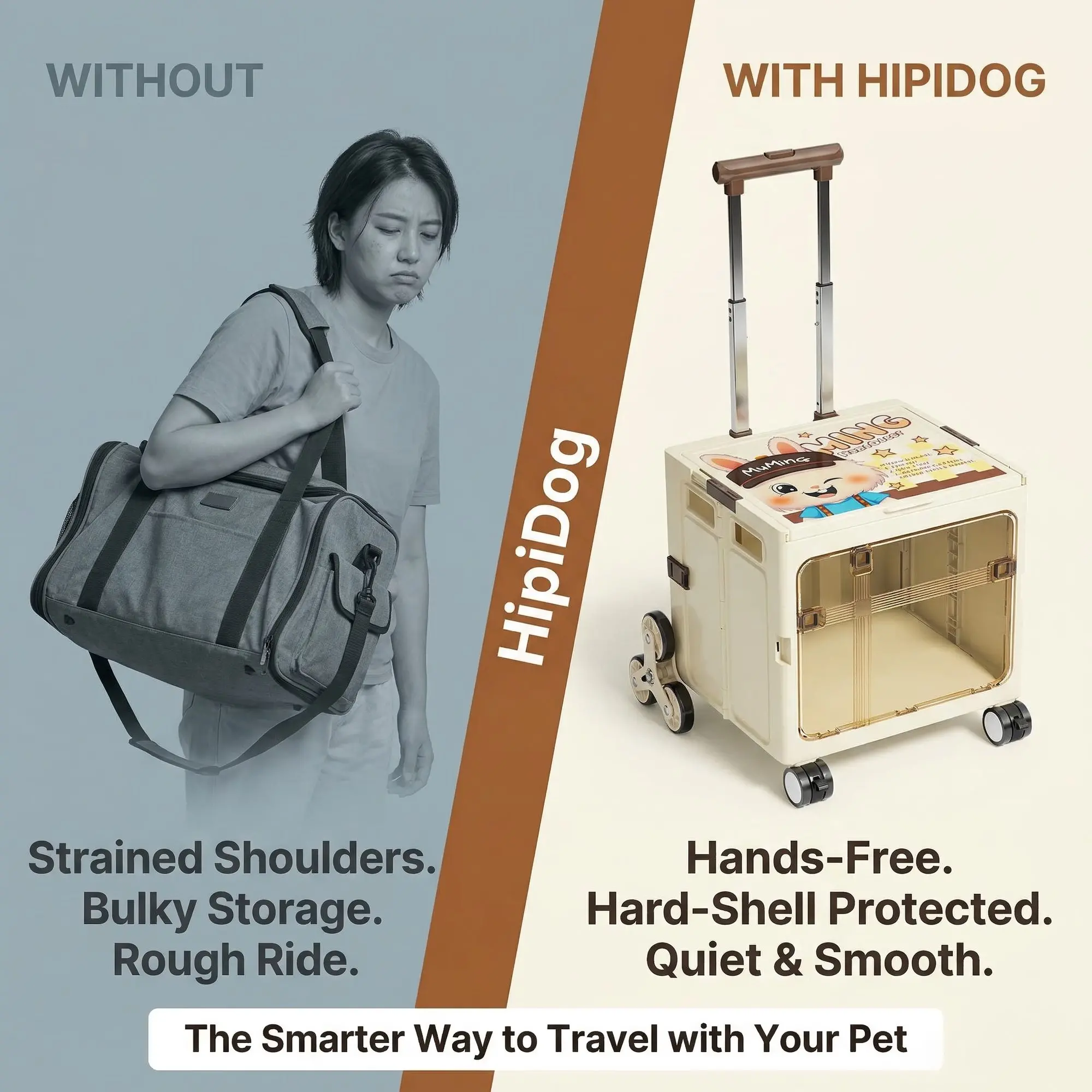 RoamPet Folding Trolley Pet Carrier – Large Capacity Rolling Cat & Dog Travel Bag with Wheels 5 A018 FEA 4