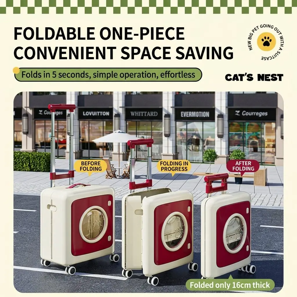 SpacePod Pro Rolling Pet Carrier – Transparent Capsule Design, Foldable, Anti-Stress Cat & Dog Bag 9 A019 ACT 1