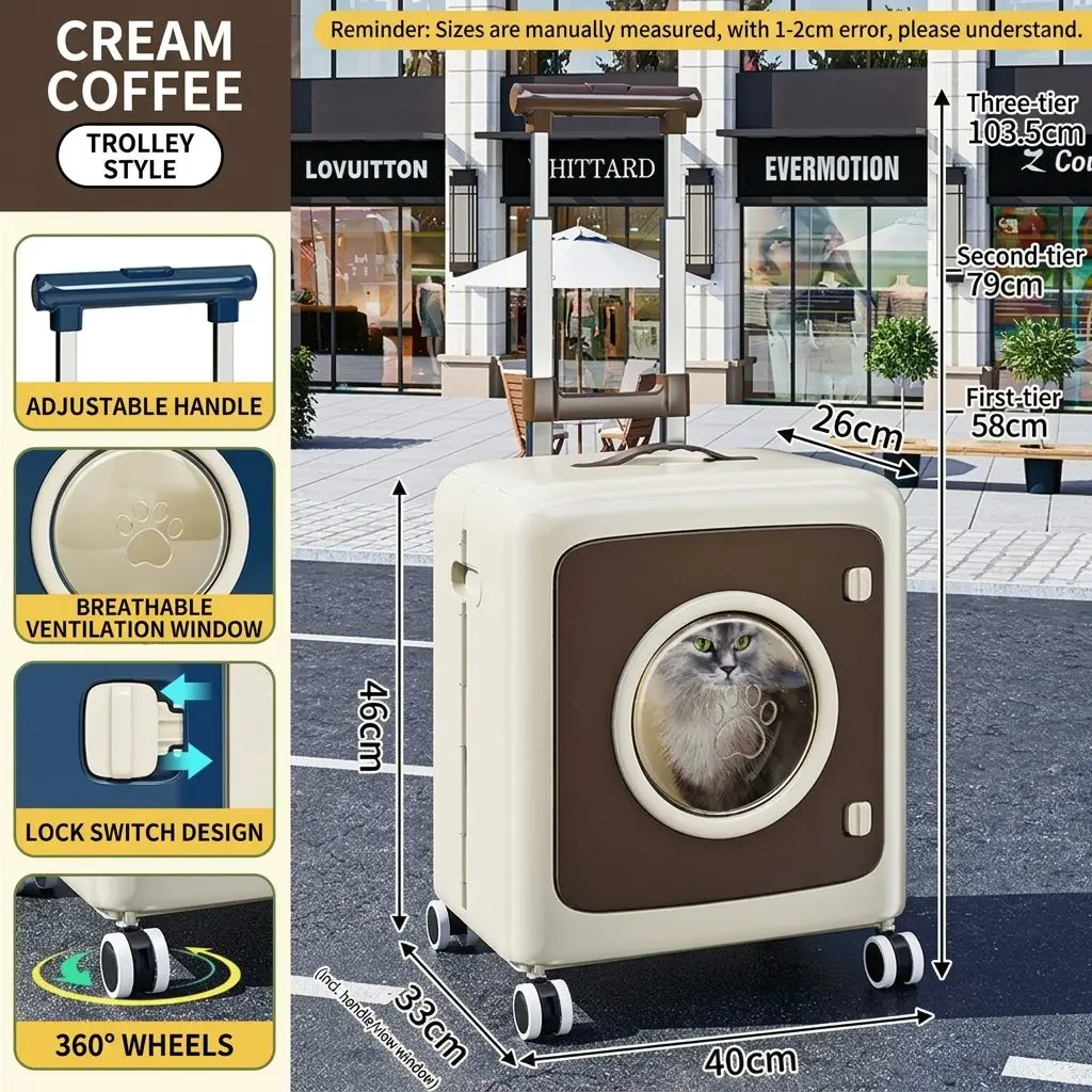 SpacePod Pro Rolling Pet Carrier – Transparent Capsule Design, Foldable, Anti-Stress Cat & Dog Bag 3 A019 FEA 2