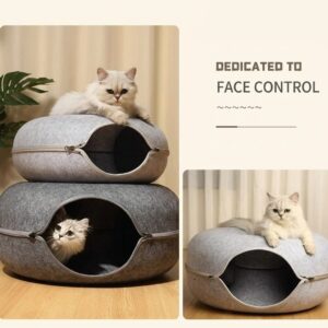CozyNest All-Season Cat Bed - self-warming donut felt anti-slip reversible