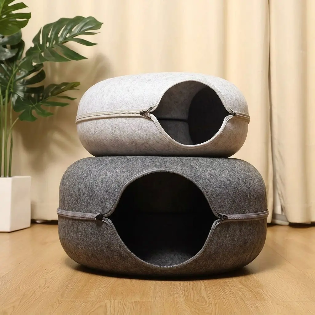 CozyNest All-Season Cat Bed – Donut Tunnel Design, Self-Warming Felt, Cat & Small Dog Nest 8 A020 SPL 2