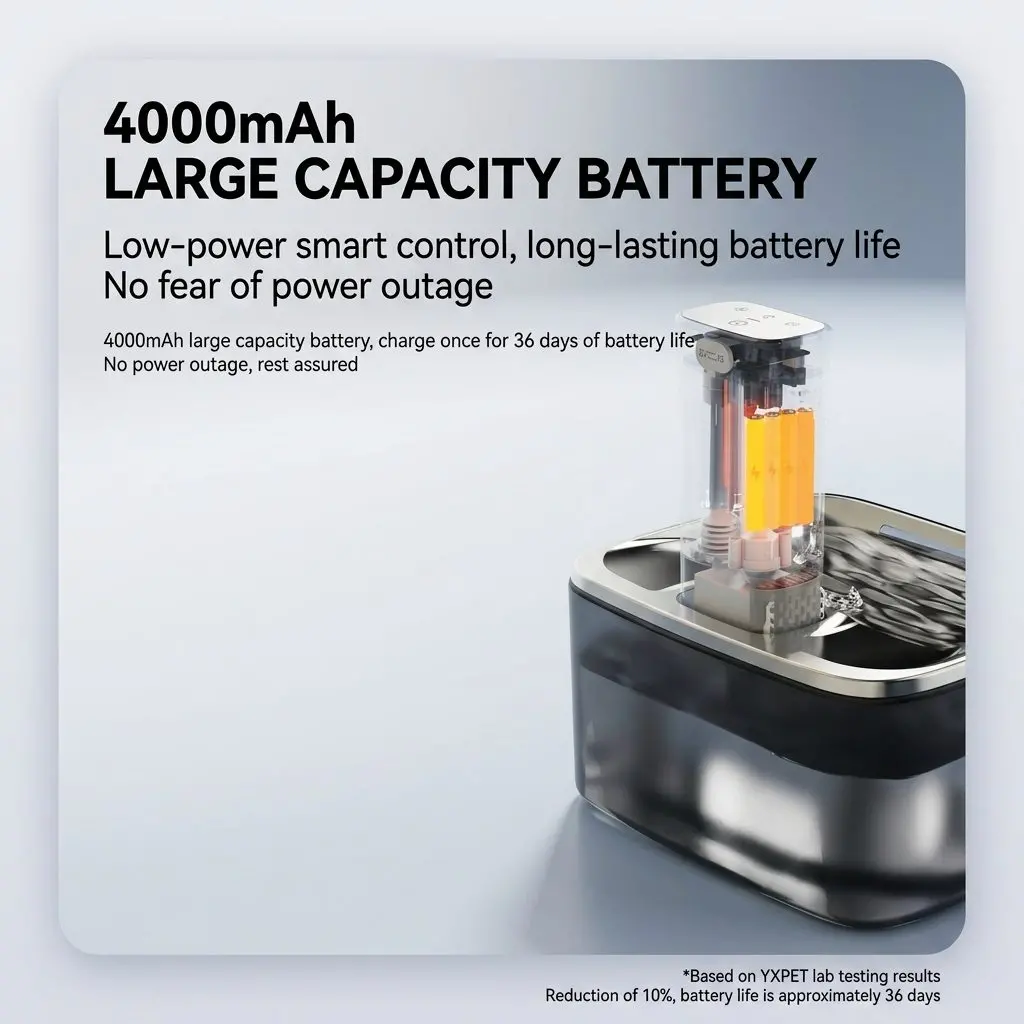 FlowPure 4L Wireless Pet Water Fountain – Visible Window, Auto Circulation Filter, Cat & Dog Dispenser 2 Triple-Stage Filtration