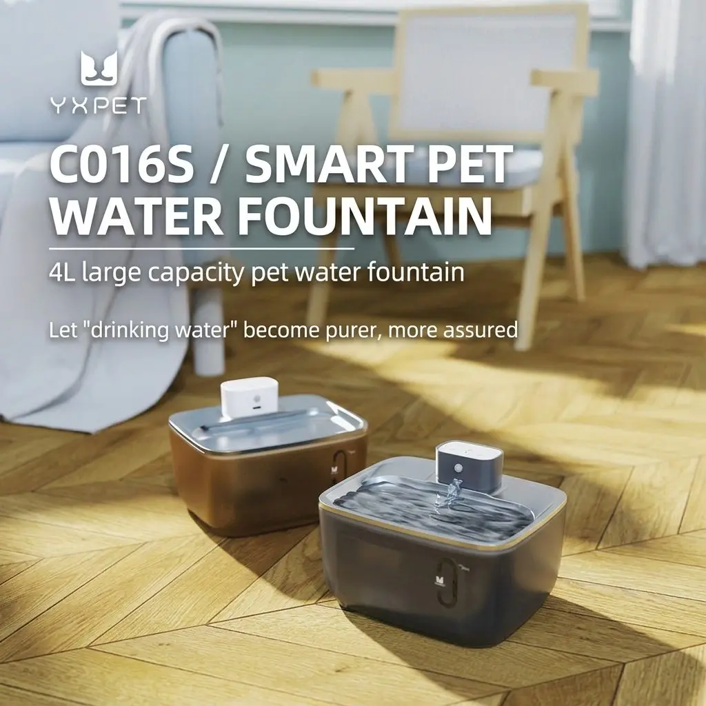 FlowPure 4L Wireless Pet Water Fountain – Visible Window, Auto Circulation Filter, Cat & Dog Dispenser 7 Cats Drink More from Flowing Water