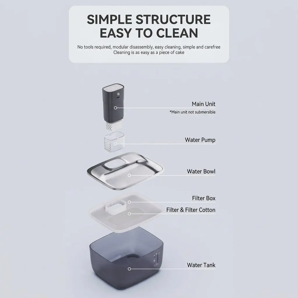 FlowPure 4L Wireless Pet Water Fountain – Visible Window, Auto Circulation Filter, Cat & Dog Dispenser 8 4L Capacity Fill Once