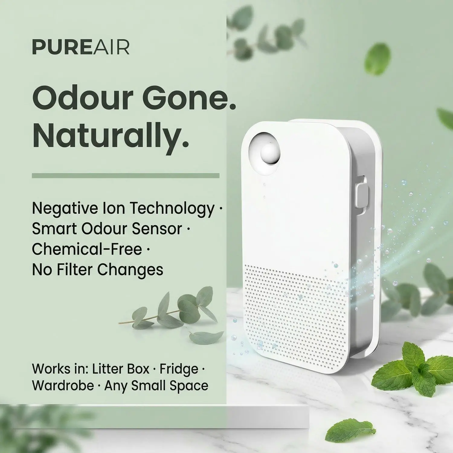 PureAir Pet Ionic Deodorizer – Smart Sensor, Negative Ion Air Purifier, Litter Box & Fridge Odour Eliminator 5 A024 HER 02