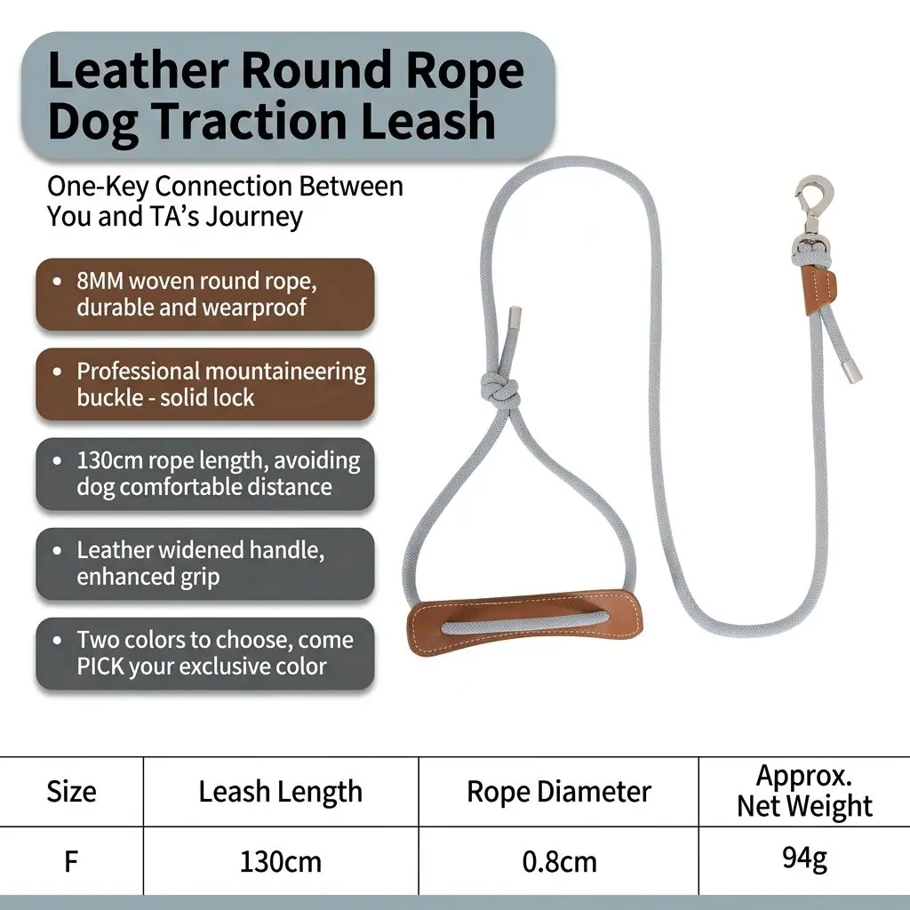 HiDREAM H-Shape Dog Harness – Leather & Rope Adjustable Vest, Escape-Proof with Leash 7 A037 09