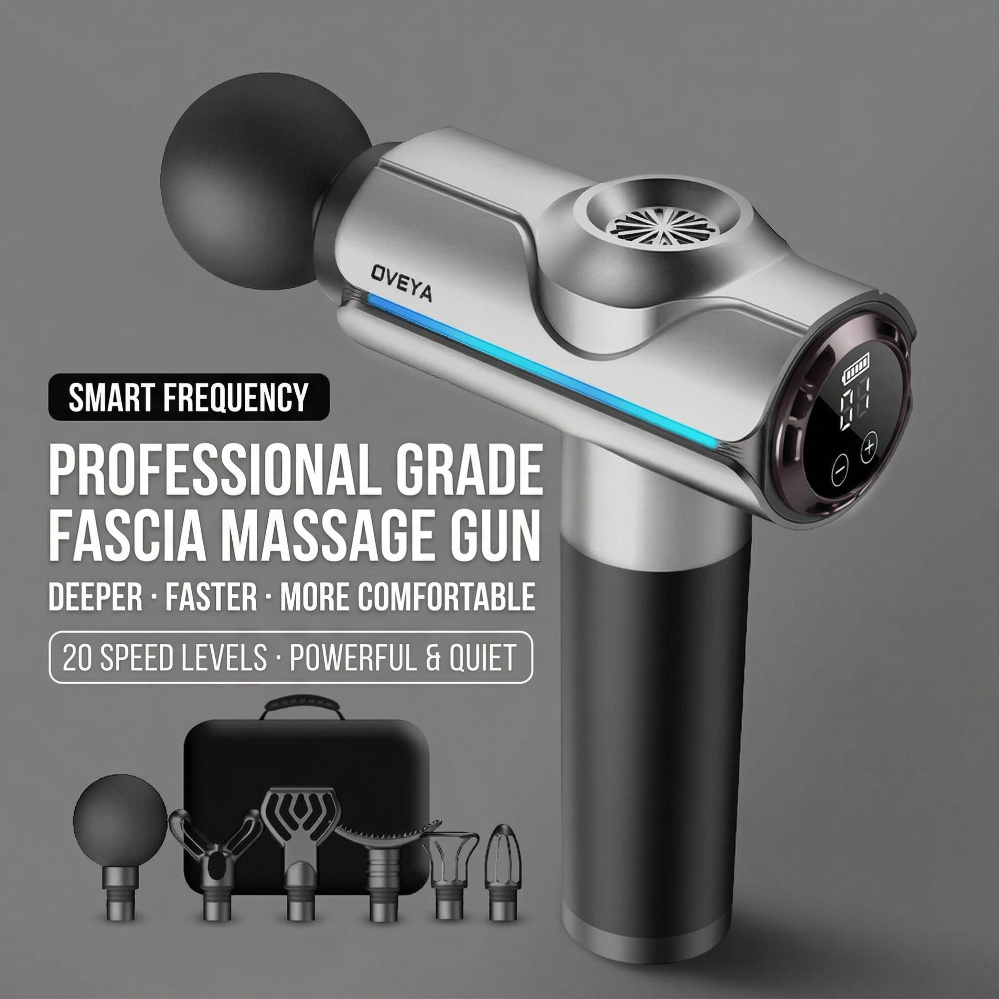 LCD Percussion Muscle Massage Gun 6 Heads - product image