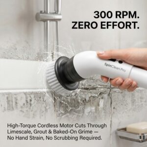 SpinClean Pro Cordless Cleaning Brush - 4 brush heads USB rechargeable 360 scrubbing