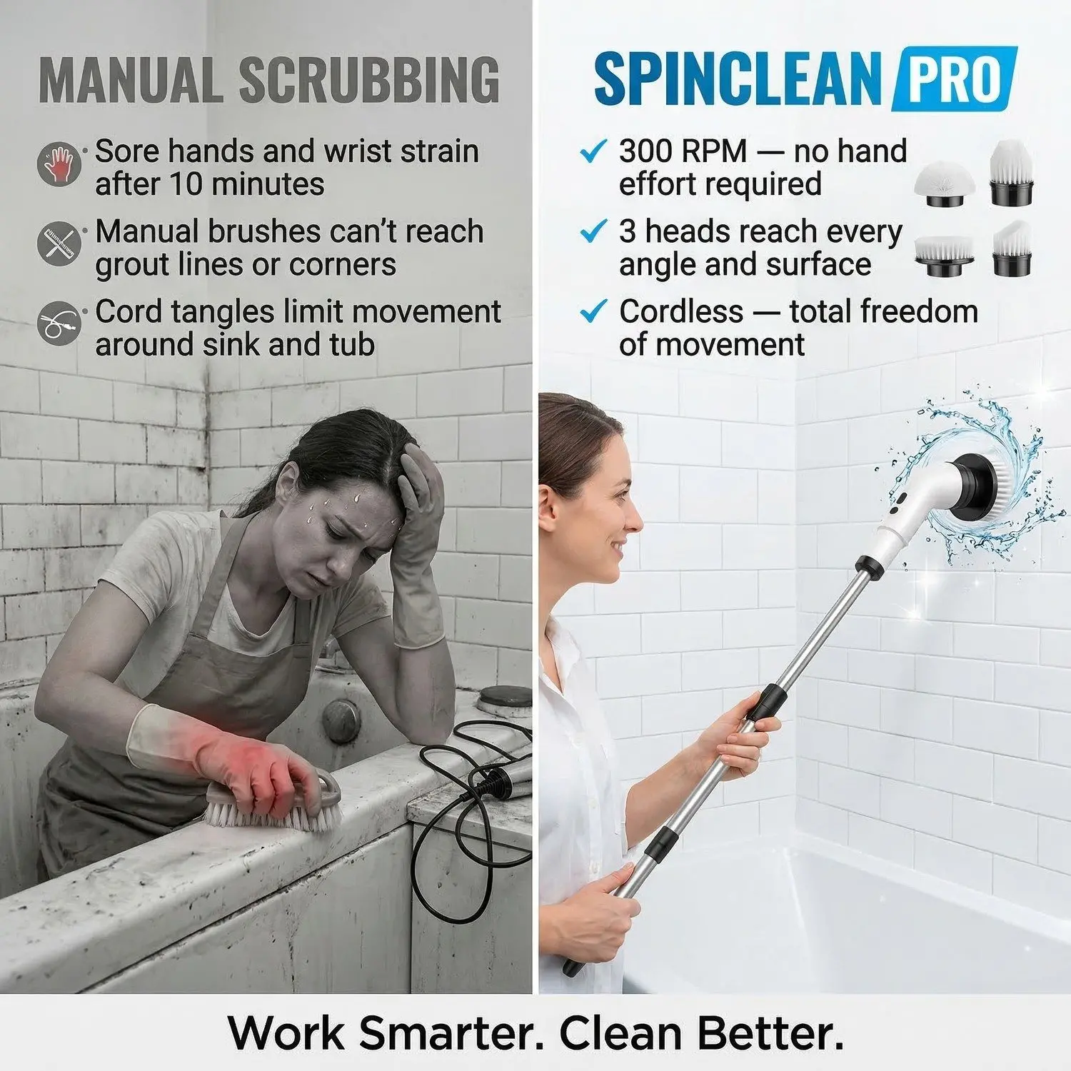 SpinClean Pro Cordless Electric Cleaning Brush – Multi-Surface Kitchen & Bathroom Scrubber 8 B021 05