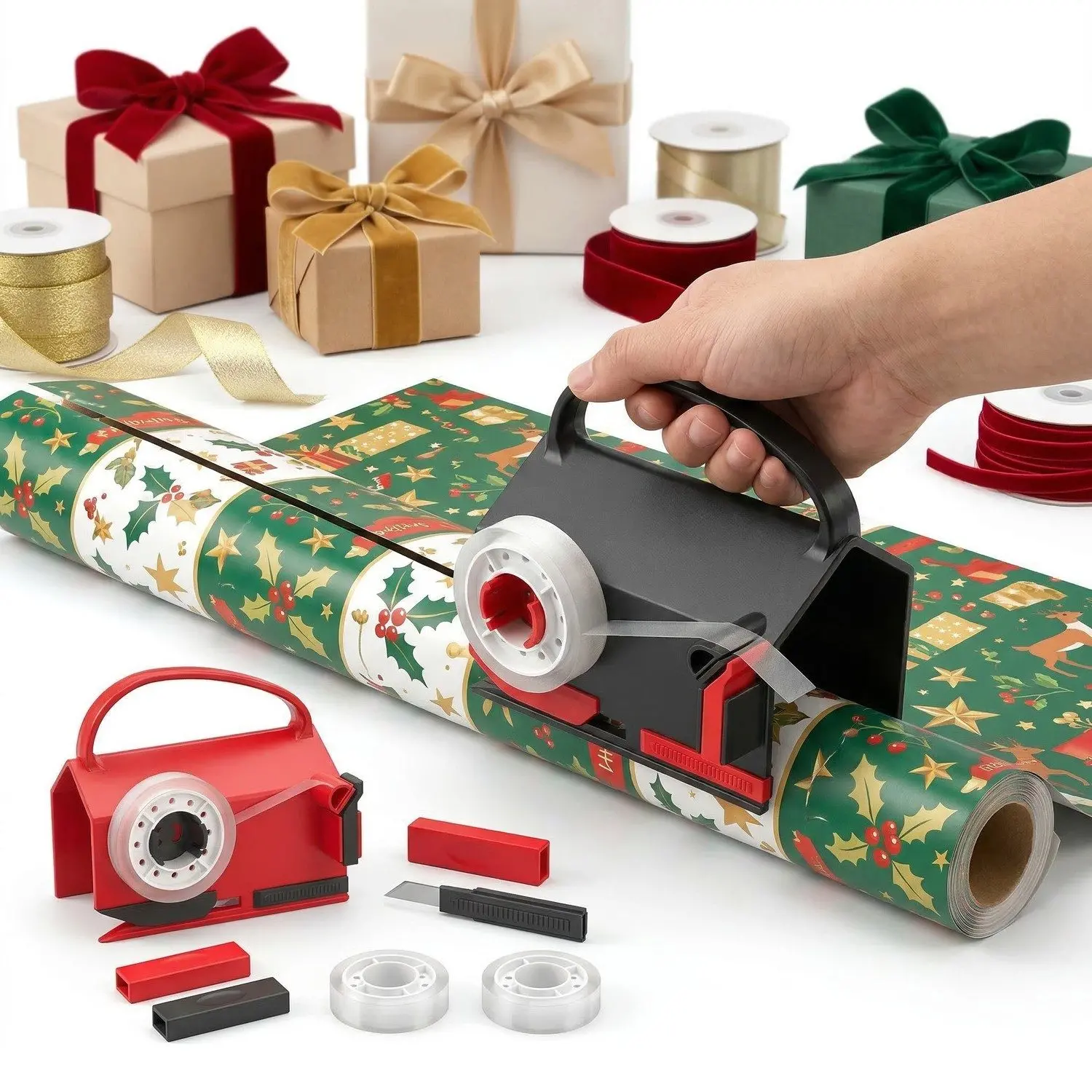 WrapSlide Wrapping Paper Cutter – Handle-Grip Roll Cutter, Clean Straight-Line Gift Wrap Slitter 1 WrapSlide Wrapping Paper Cutter – Hero