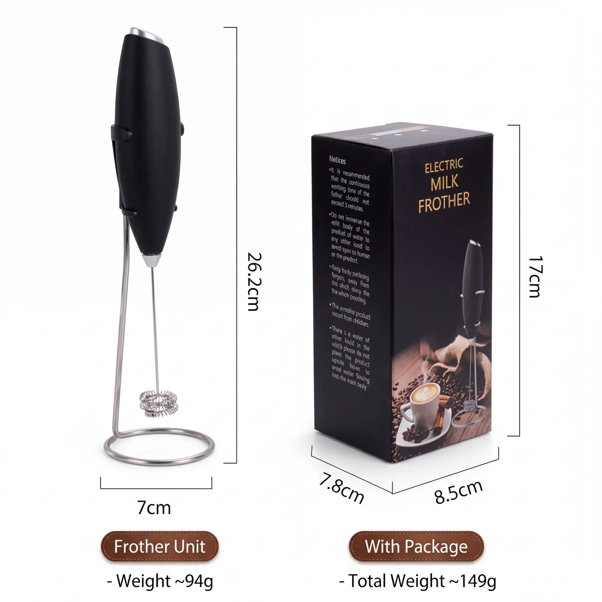 Premium Cordless Handheld Electric Milk Frother & Egg Mixer 7 B039 07