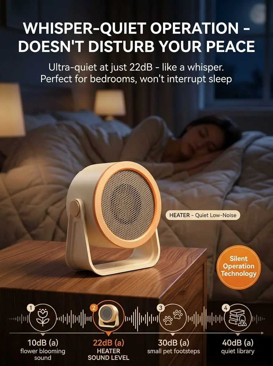 Premium Portable Desktop Electric Space Heater - 500W Personal Mini Heater with Tip-Over Protection 15 B042 03