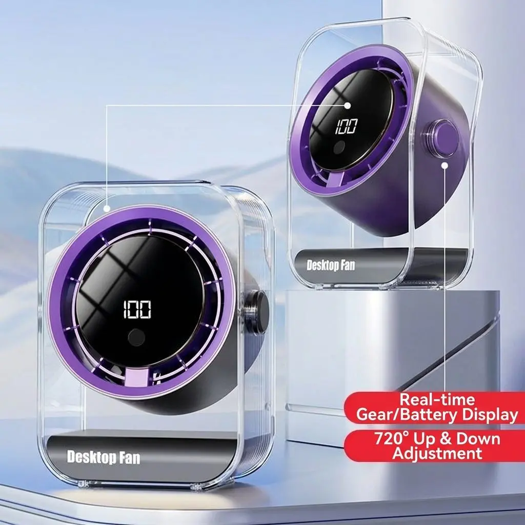 2026 Premium Stepless Speed Desktop Fan - Portable USB Rechargeable Rotatable Mini Desk Fan 10 B043 04