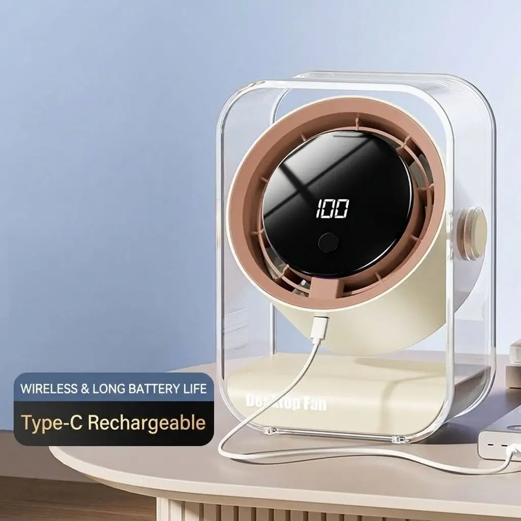 2026 Premium Stepless Speed Desktop Fan - Portable USB Rechargeable Rotatable Mini Desk Fan 11 B043 07