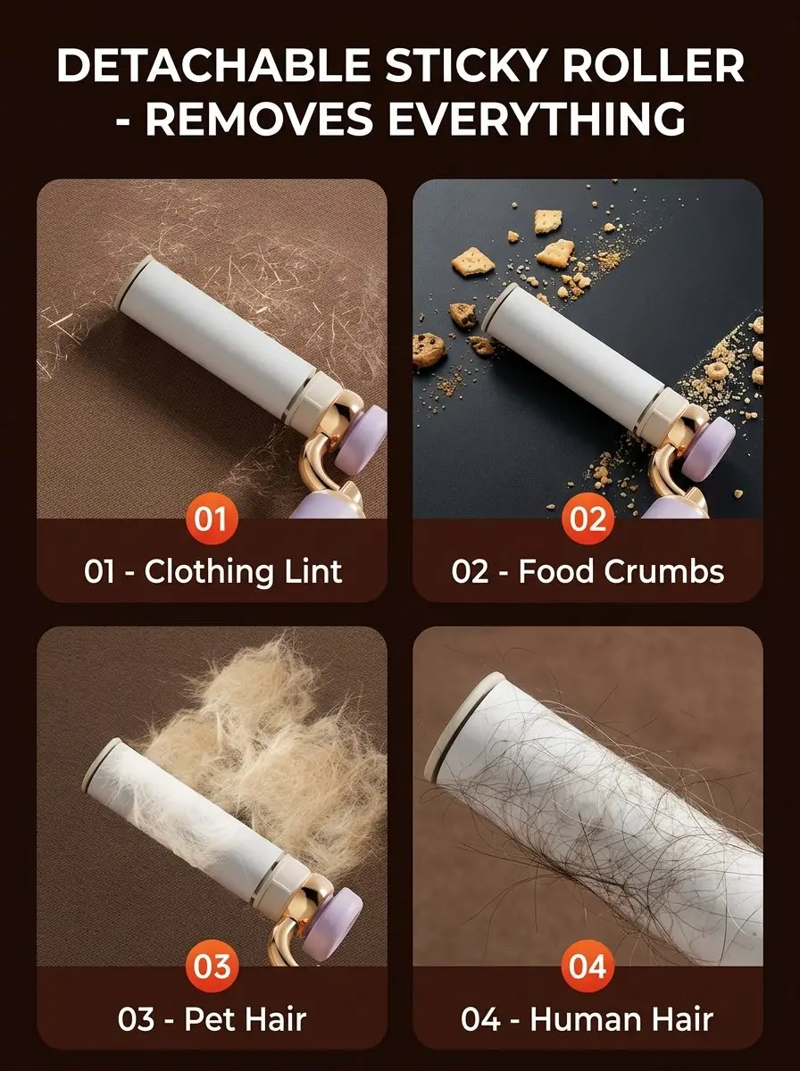 Premium 2-in-1 Rechargeable Fabric Shaver & Lint Roller - Portable Clothes Fuzz Remover 3 B044 img 05