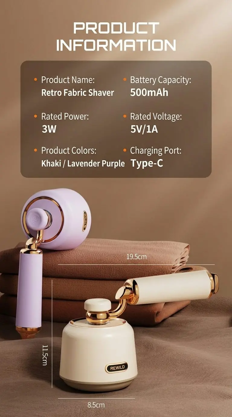 Premium 2-in-1 Rechargeable Fabric Shaver & Lint Roller - Portable Clothes Fuzz Remover 7 B044 img 07