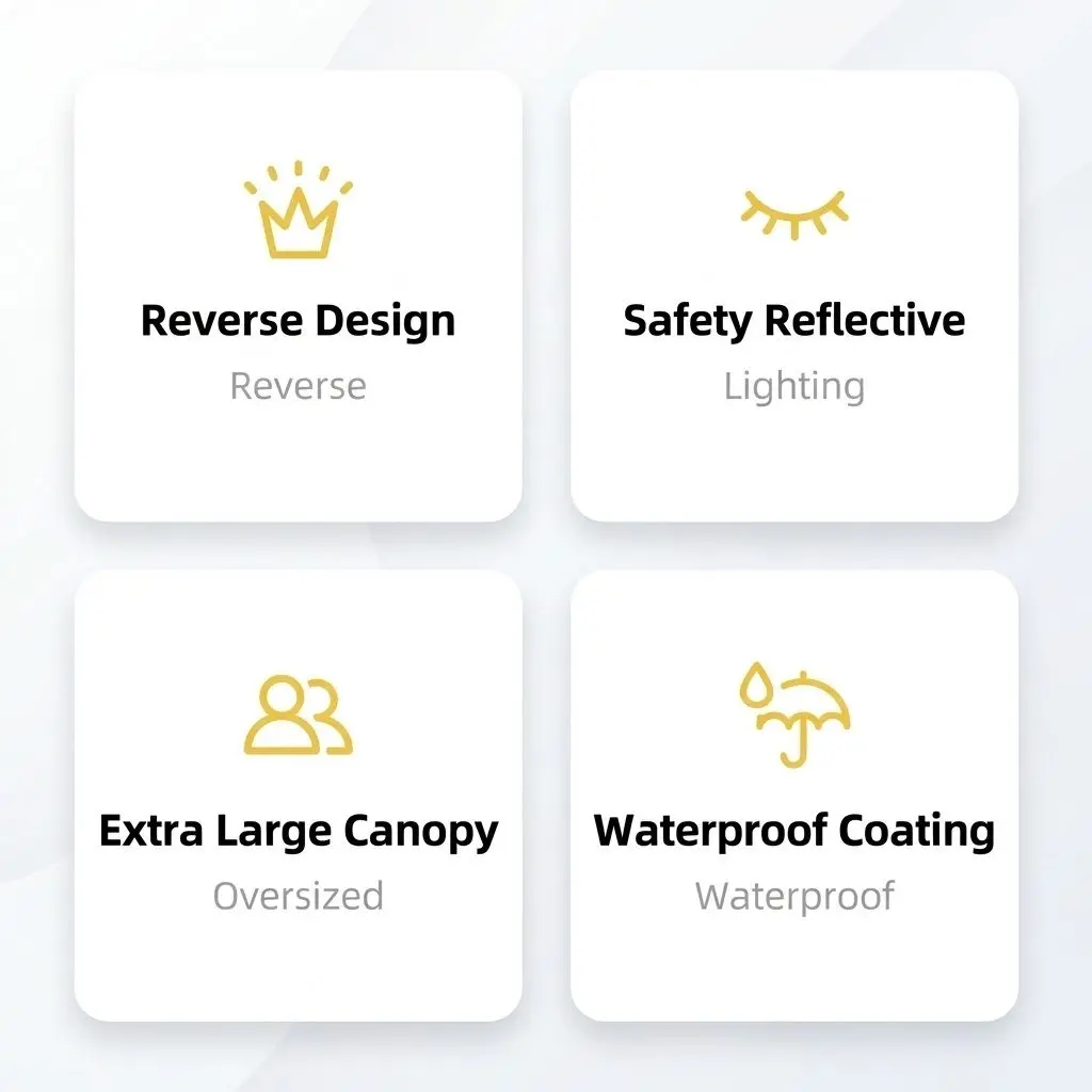 Premium Automatic Reverse Umbrella - Extra Large Windproof Folding Sun & Rain Umbrella 10 B049 img 04