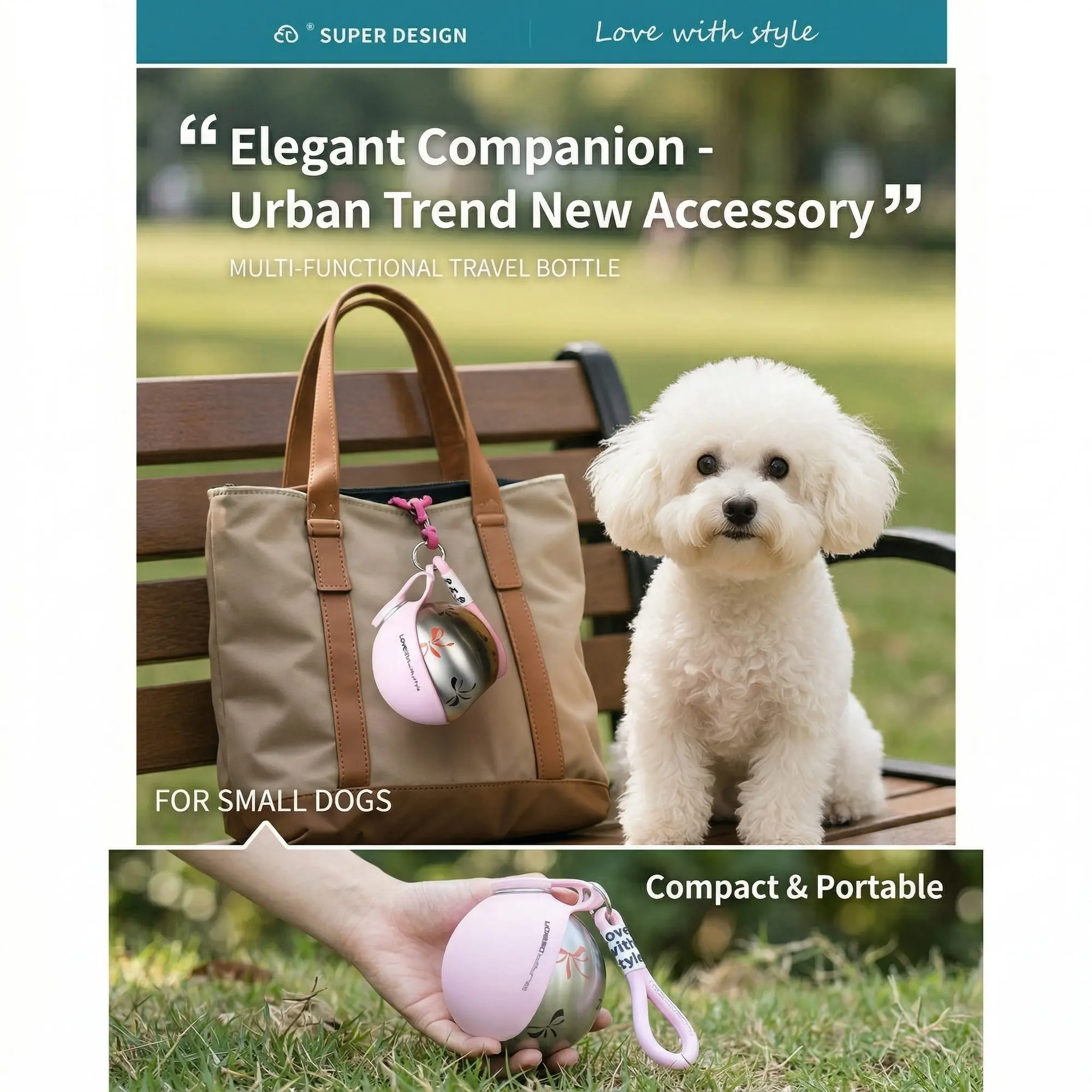 SteelFlow 304 Stainless Pet Water Bottle – Foldable Bowl, Portable Outdoor Dog & Cat Feeder 4 One-handed pour control